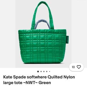 Kate Spade Green Quilted Nylon Tote